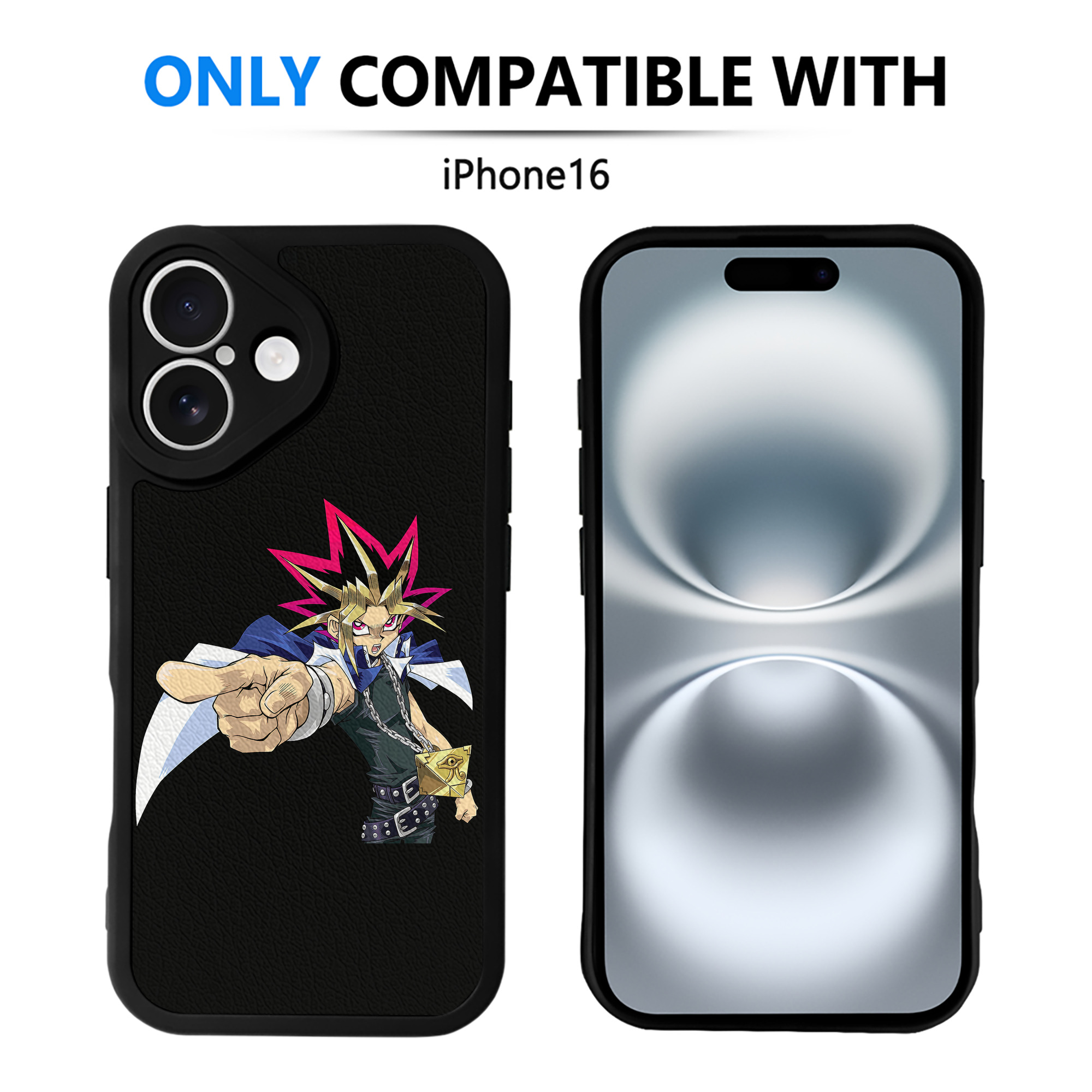 （画像用） 遊☆戯☆王 Yu-Gi-Oh! 【iPhone 16シリーズ対応】シリコンスマホケース（レザー調） 材質：シリコン
